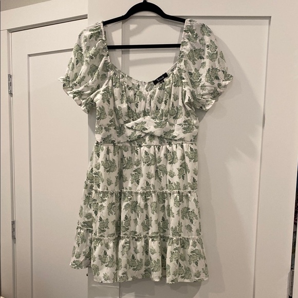 Floral Print Dress with Puff Sleeves - Picture 1 of 2